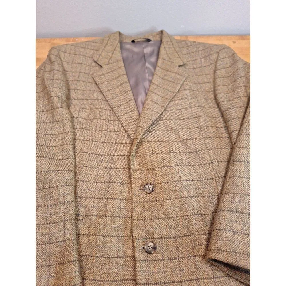 Custom Made Wool Tweed Blazer Bates‎ & Thigpen 2 Button 44R
